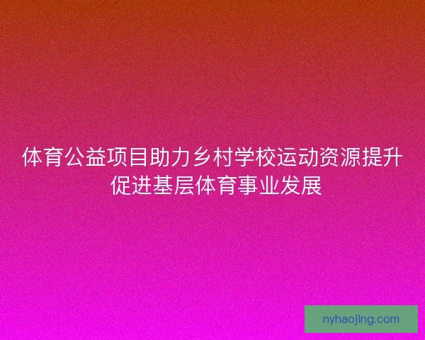 体育公益项目助力乡村学校运动资源提升 促进基层体育事业发展 体育公益项目助力乡村学校运动资源提升 促进基层体育事业发展